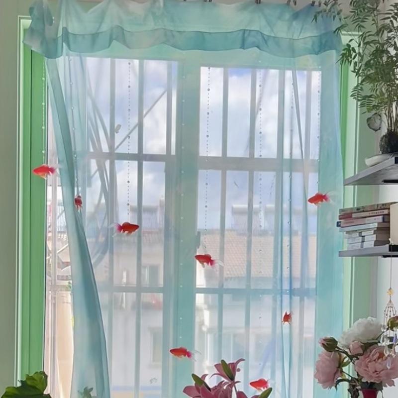 Home Decor Under 100 - Açık Mavi Katı Şeffaf Vual Pencere