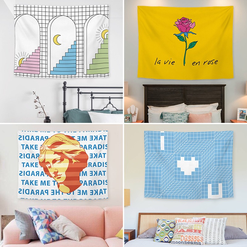 Home Decor Under 100 - Soyut karikatür arka plan asılı bez