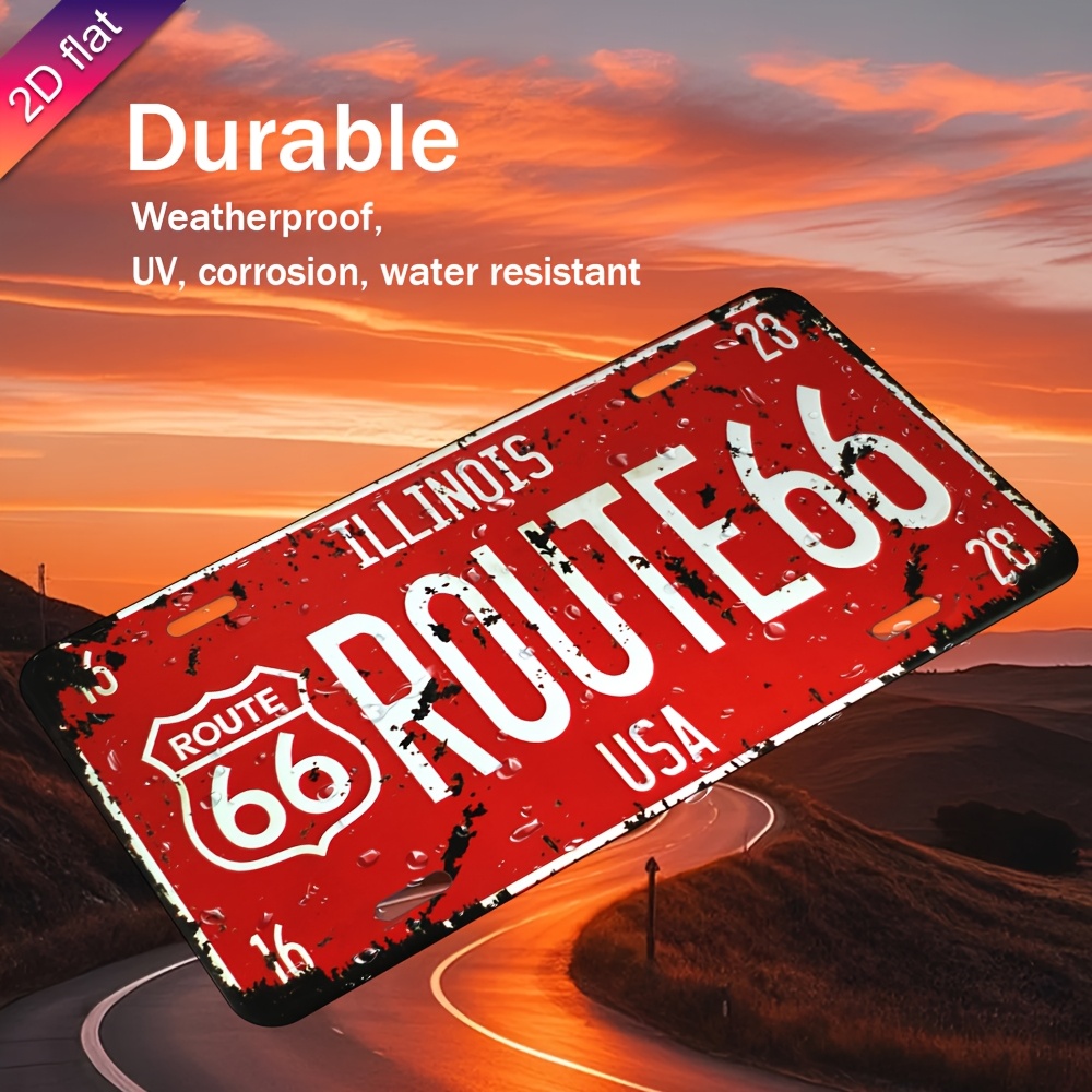 Home Decor Usa - Illinois Route 66 ABD Vintage Plaka