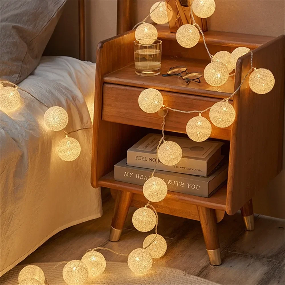 Fairy Lights Bedroom - Cadılar bayramı Pamuk Çelenk Topları Işıkları