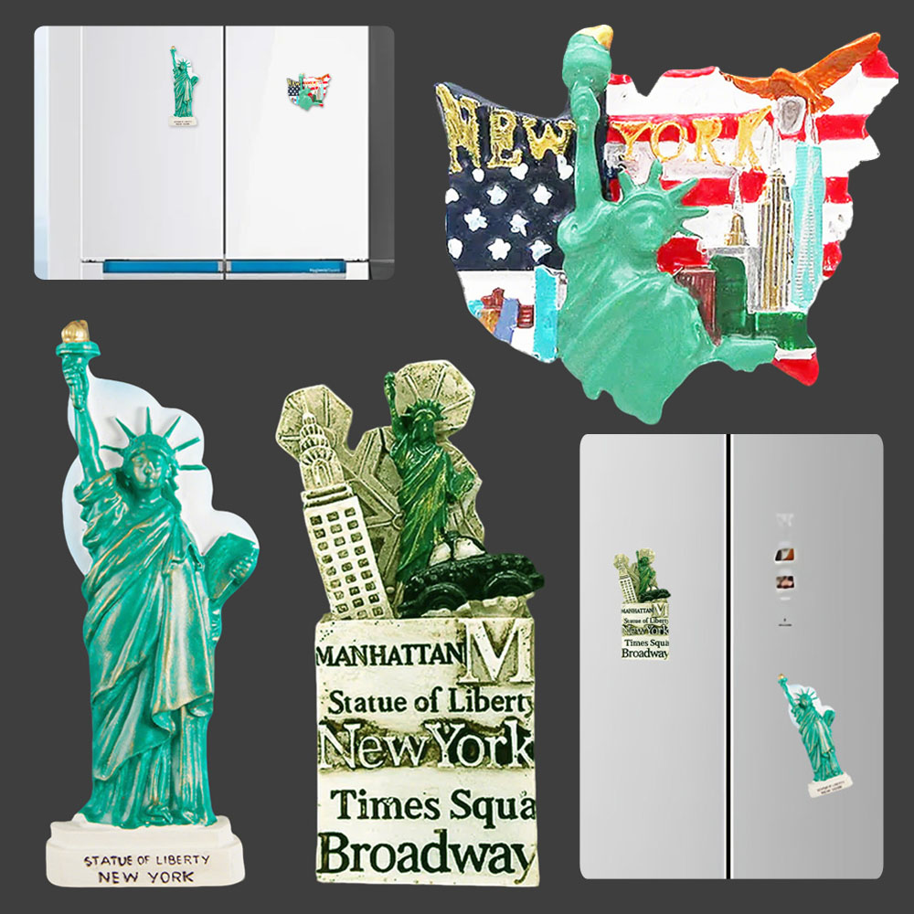 Home Decor Usa - Amerika Özgürlük Heykeli 3D Buzdolabı Etiket