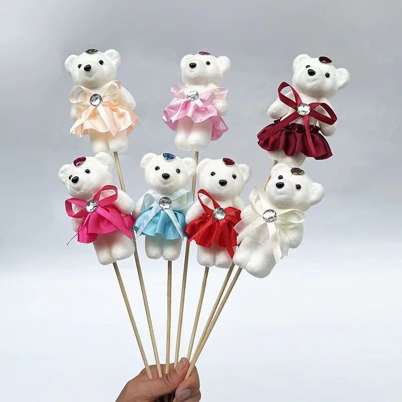 Home Decor Flowers - 10 adet/torba Buket Ayı Dondurma Elmas