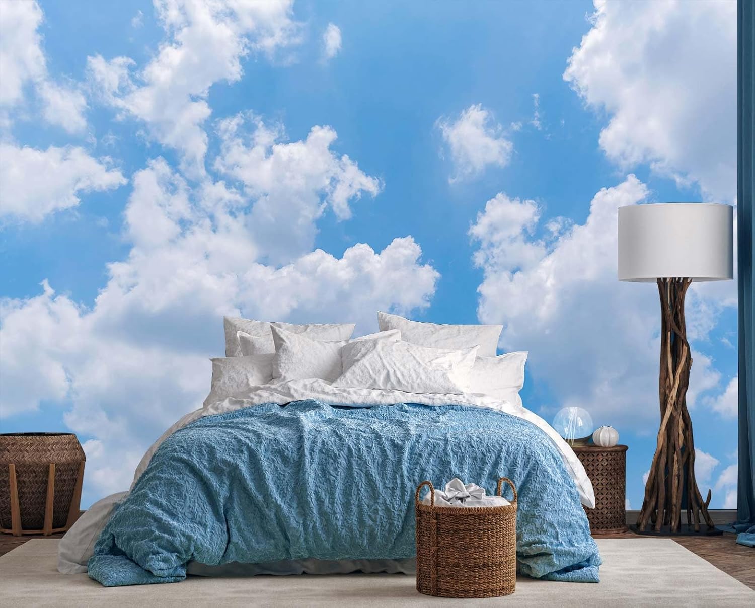 Home Decor Under 100 - Canlı Mavi Gökyüzü Bulut Goblen Duvar