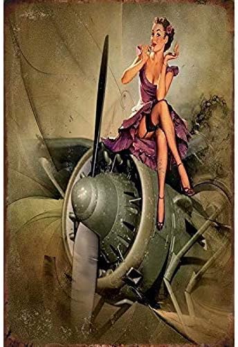 Home Decor Store - Vintage Teneke Levha Askeri Pin Up