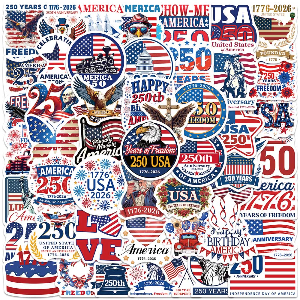 Home Decor Usa - 50 adet abd vatansever yıldönümü çıkartmaları