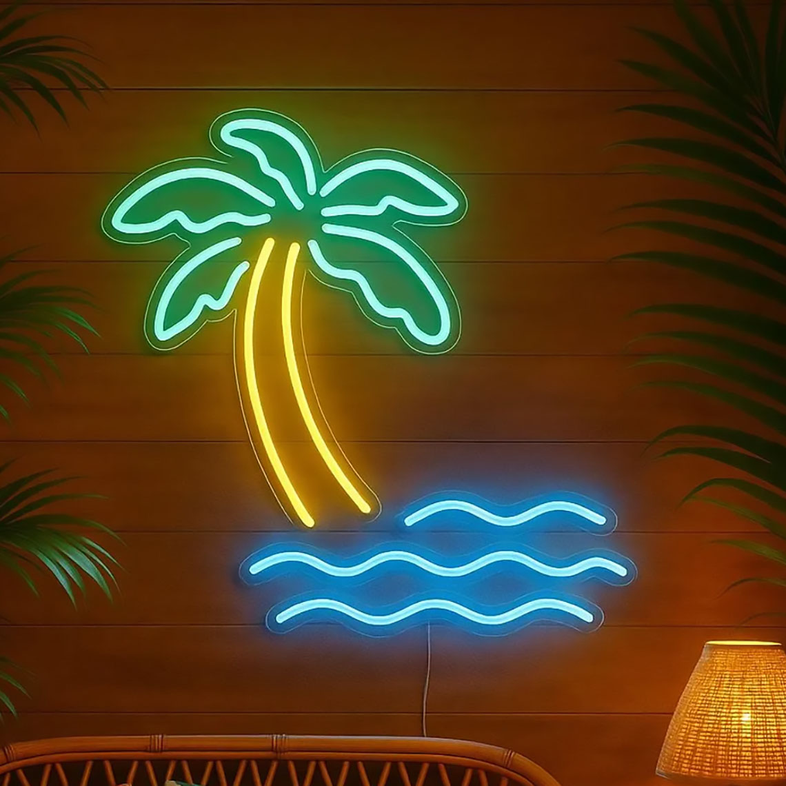 Home Decor Tree - Palmiye Ağacı Neon Tabela Tropikal Plaj