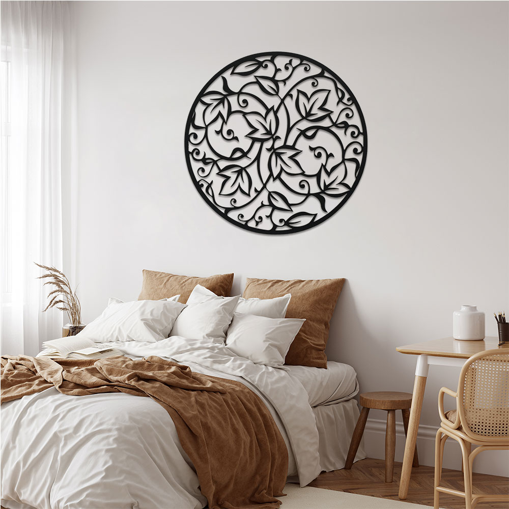 Home Decor Yoga - Zarif Siyah Metal Mandala Duvar Sanatı,