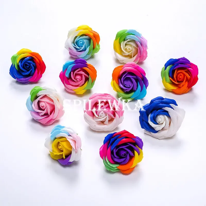 Home Decor Flowers - Spilewka 6X7 cm Renkli Gül yapay