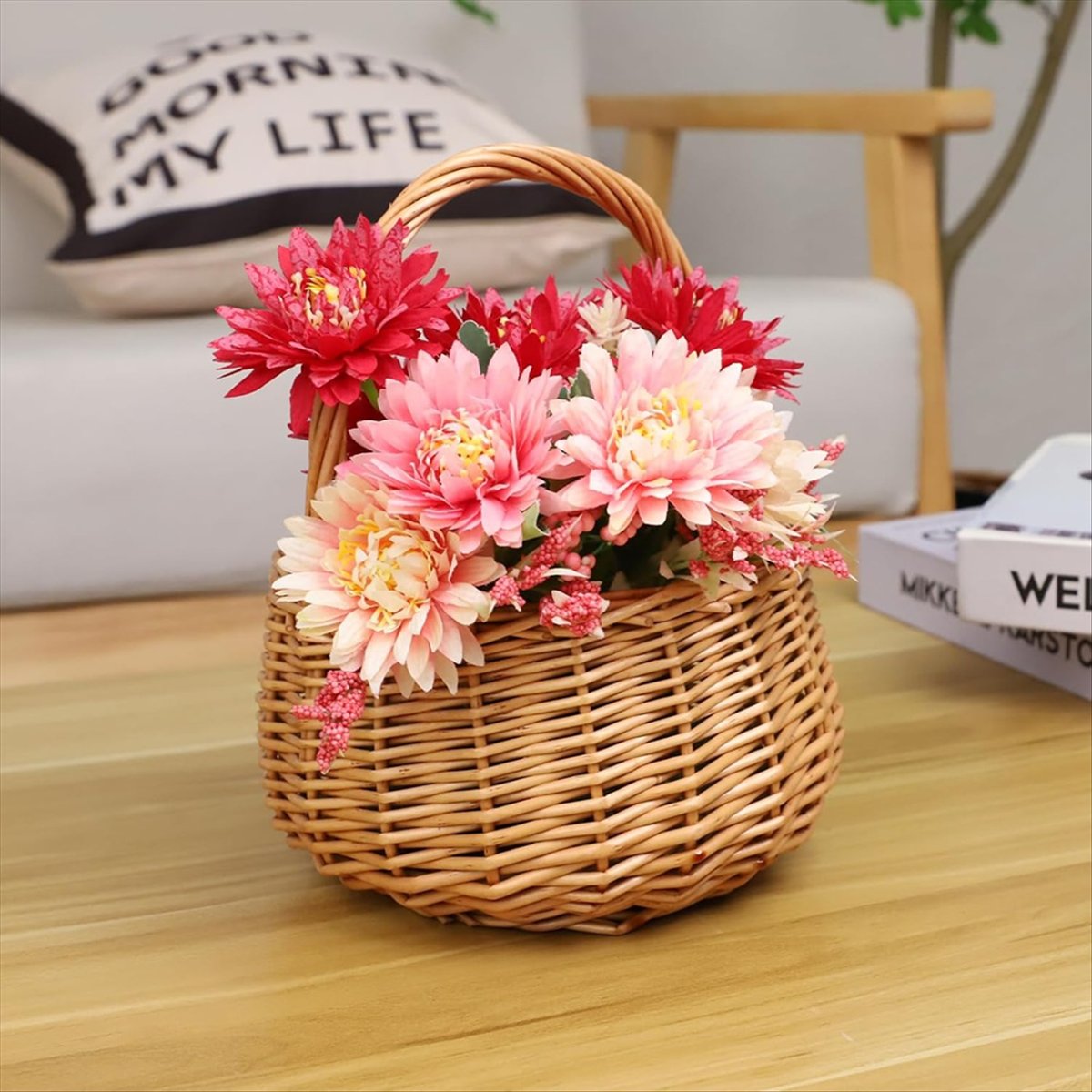 Saplı Hasır Piknik Sepeti, Düğ - Home Decor Flowers incelemesi ve fiyatı