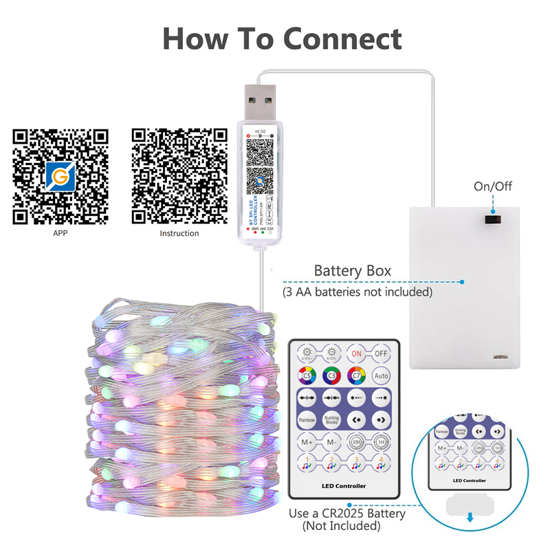 WS2812B peri işık dize 3AA pil - Fairy Lights Bedroom incelemesi ve fiyatı