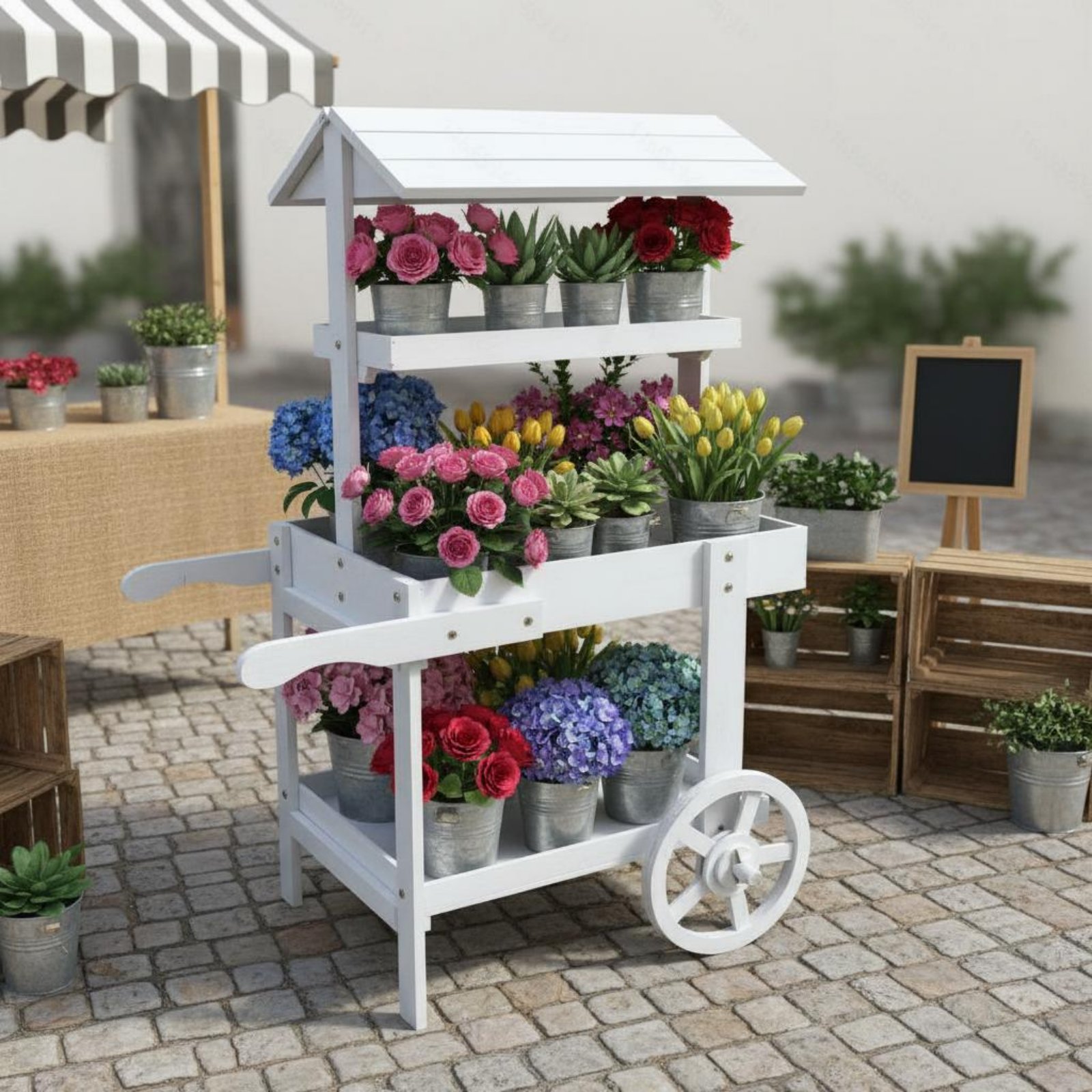 Ahşap Çiçek Arabası Dekoratif  - Home Decor Flowers incelemesi ve fiyatı