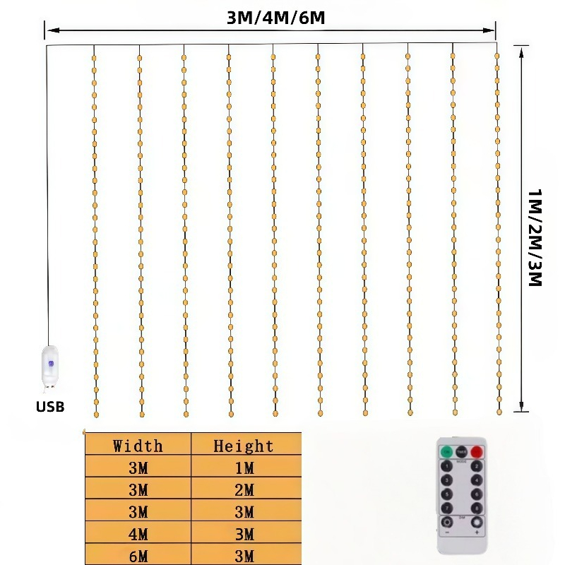 3/4/6m Perde LED Işık Zinciri  - Fairy Lights Bedroom incelemesi ve fiyatı