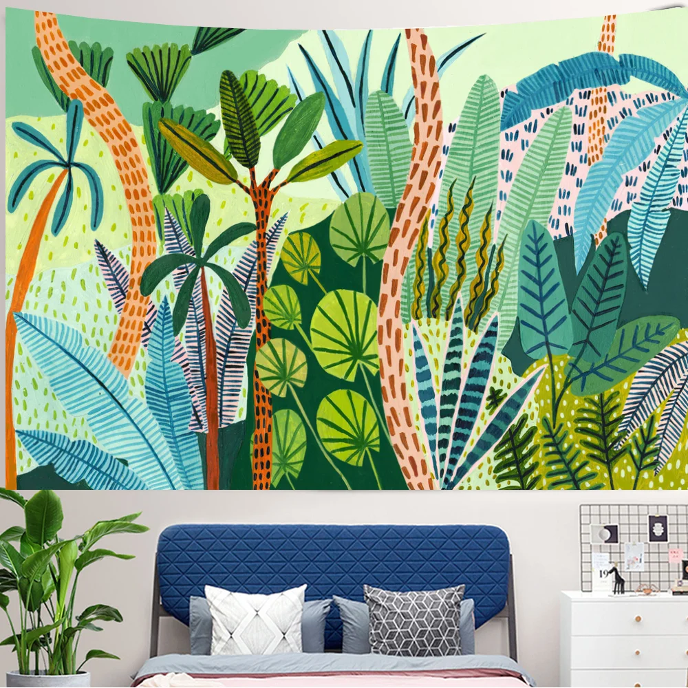Tropikal yeşil bitki kız duvar - Home Decor Yoga incelemesi ve fiyatı