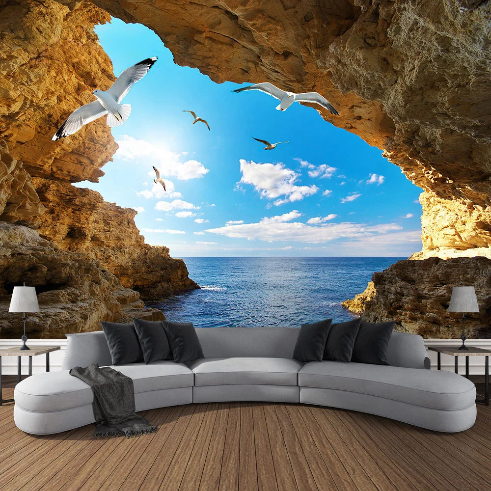 Dağ mağarası manzara goblen ok - Home Decor Yoga incelemesi ve fiyatı