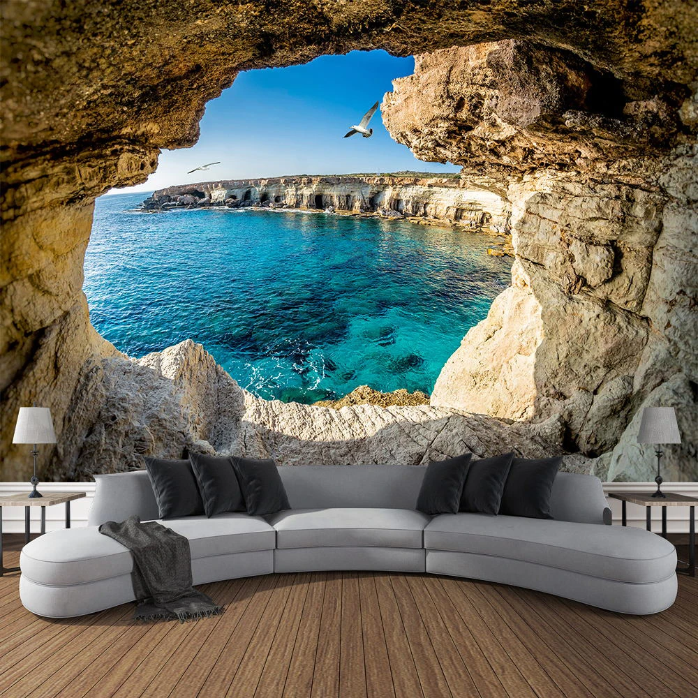 Dağ mağarası manzara goblen ok - Home Decor Yoga incelemesi ve fiyatı